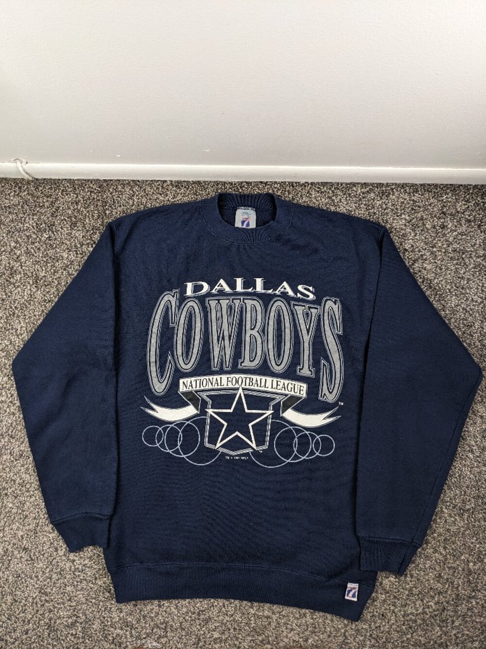 Vintage 1994 Dallas Cowboys Sweatshirt Logo 7 Crewneck Blue Mens Large USA Made